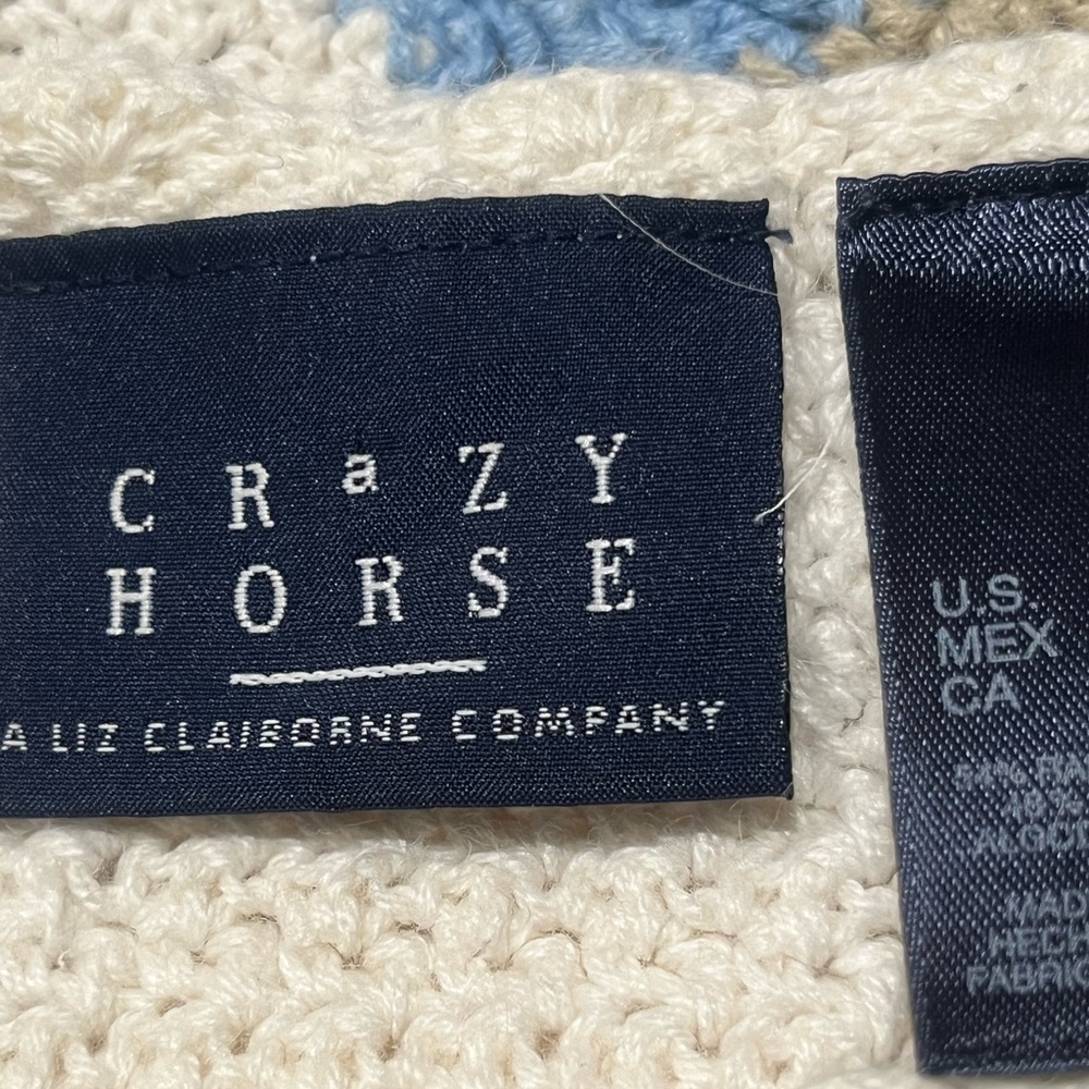 CRAZY HORSE CROCKET PATCHWORK SWEATER, BLUE-WHITE… - image 5